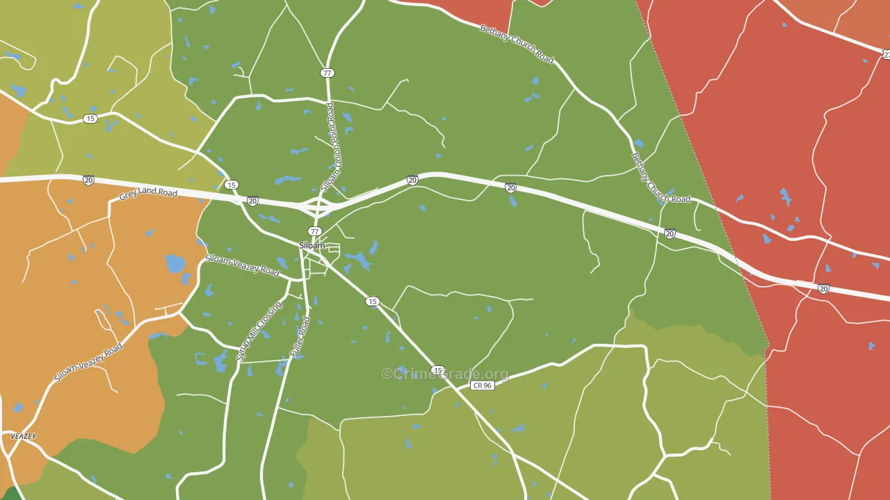 Siloam, GA Map of Theft Rates
