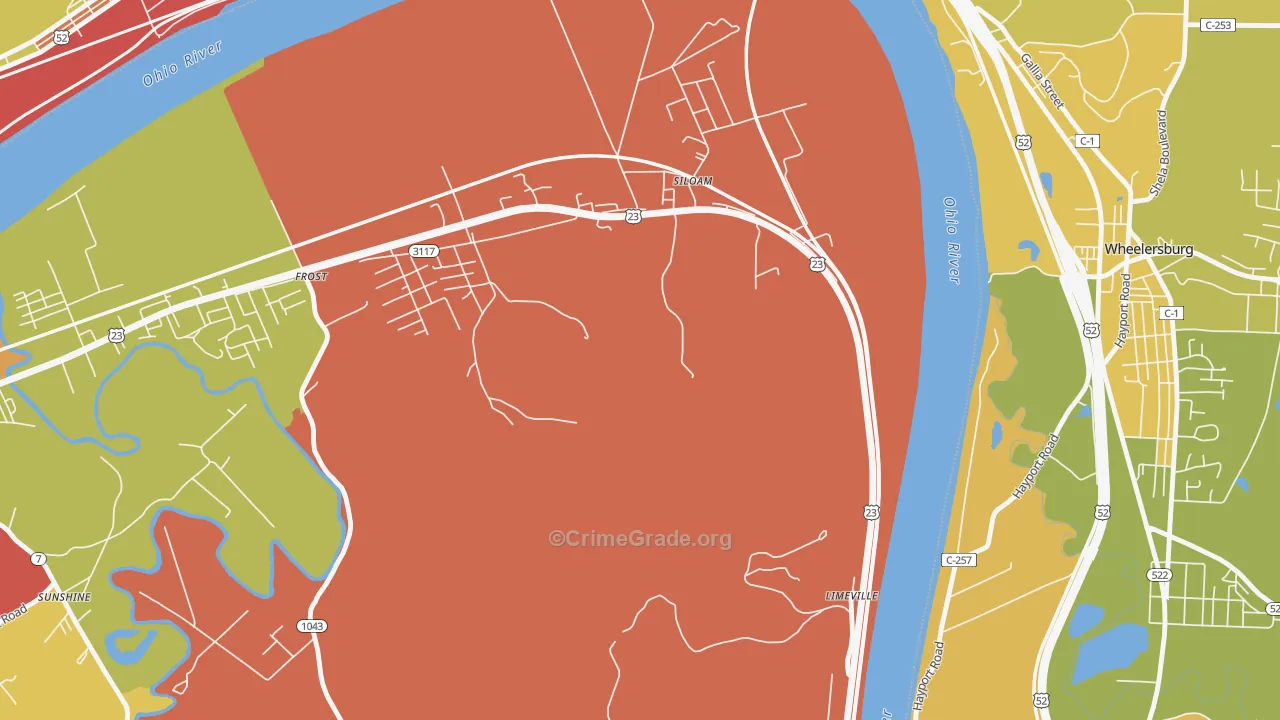 Siloam, KY Map of Theft Rates