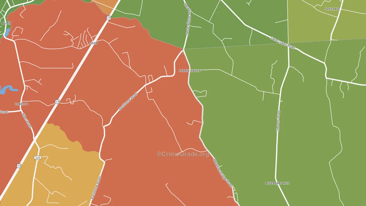 Siloam, MD Map of Theft Rates