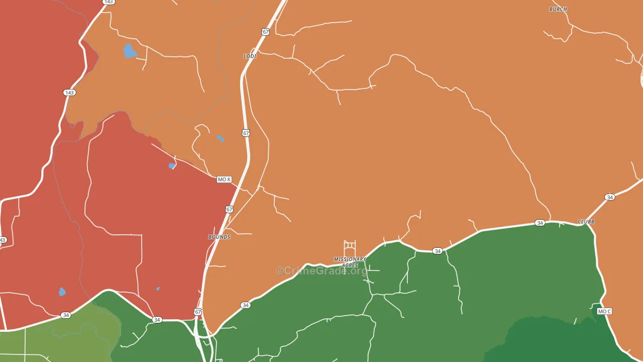 Silva, MO Map of Theft Rates