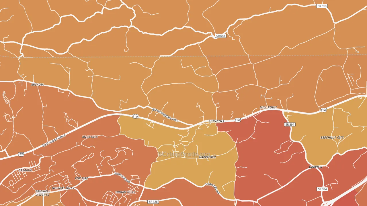 Silvacola, TN Map of Theft Rates