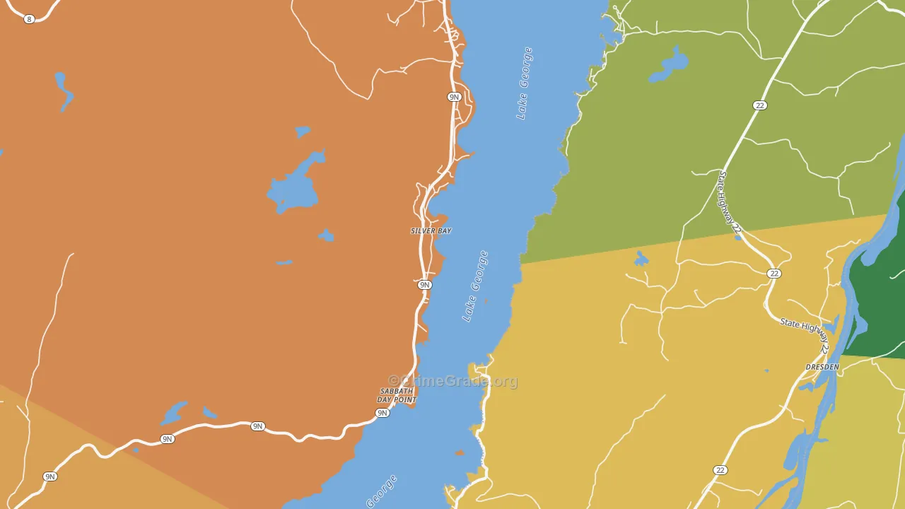 Silver Bay, NY Map of Theft Rates