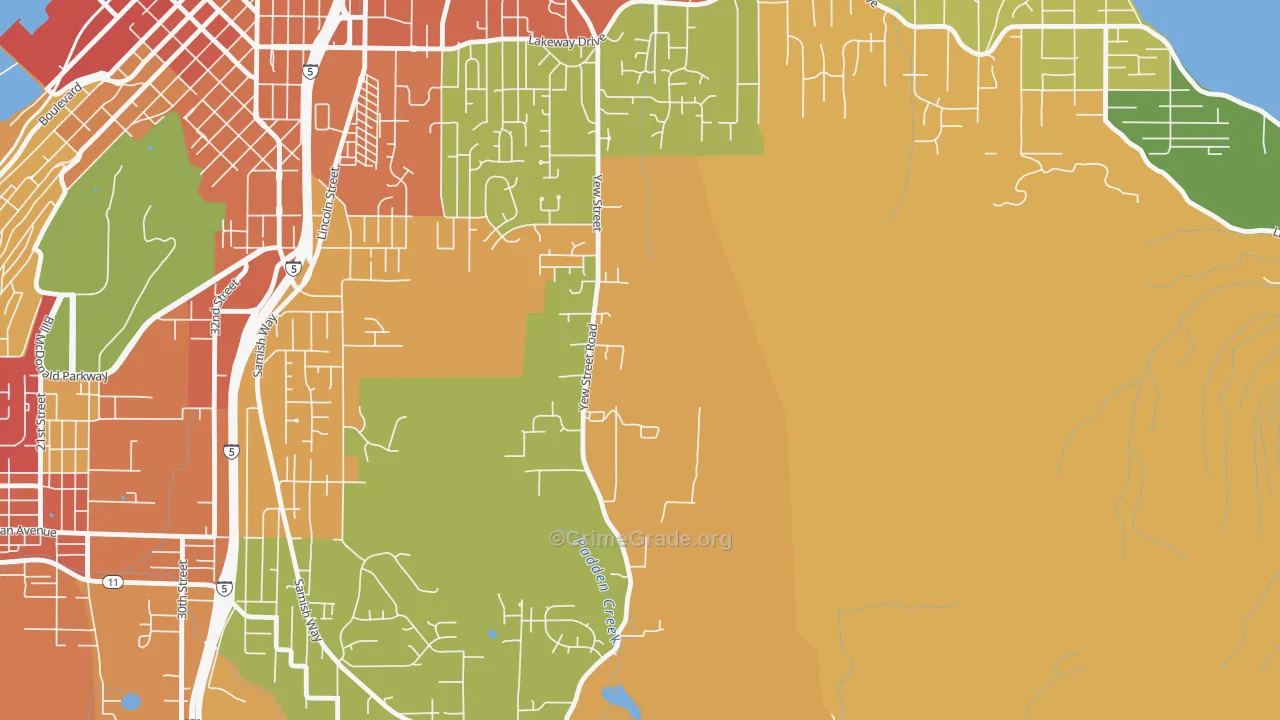 Silver Beach, WA Map of Theft Rates