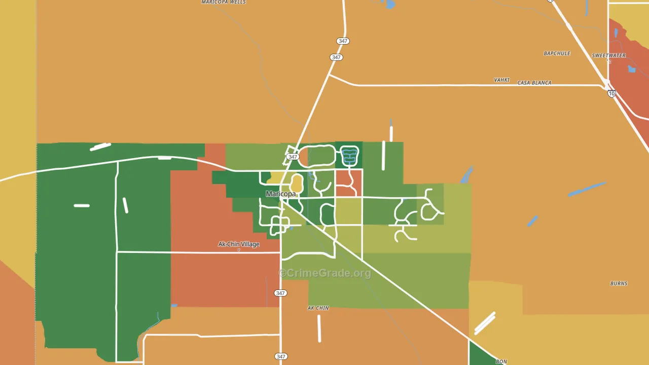 Silver Bell, AZ Map of Theft Rates