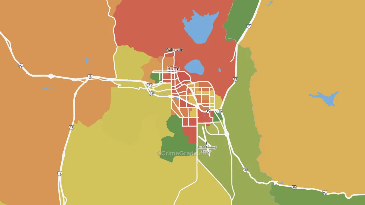 Silver Bow County, MT Map of Theft Rates