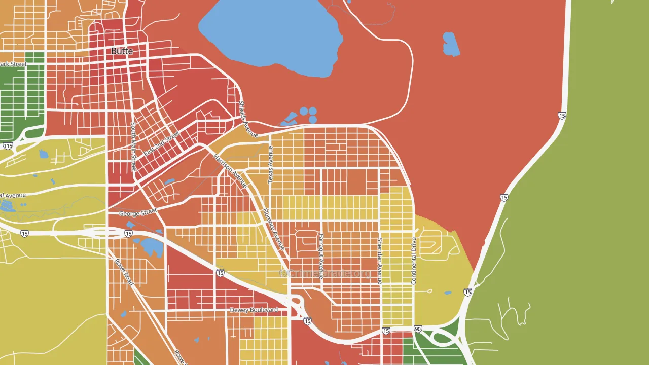 Silver Bow Park, Butte, MT Map of Theft Rates