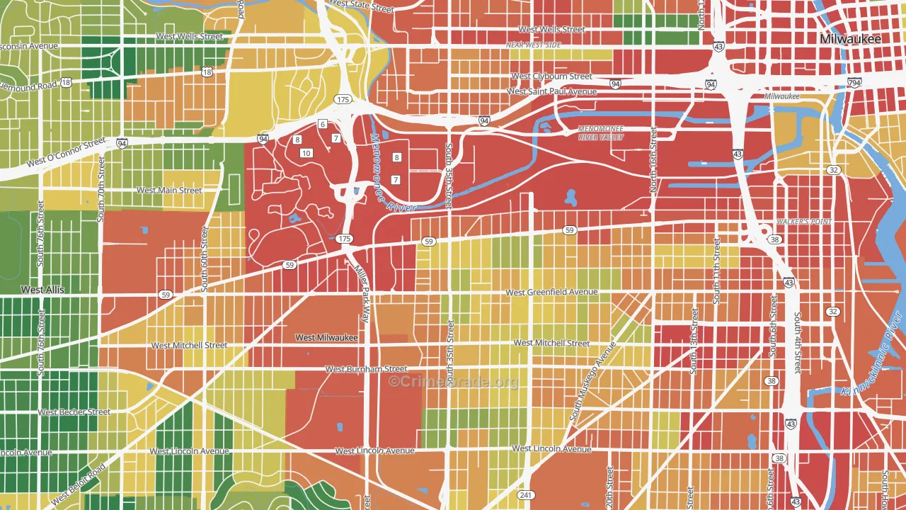 Silver City, Milwaukee, WI Map of Theft Rates