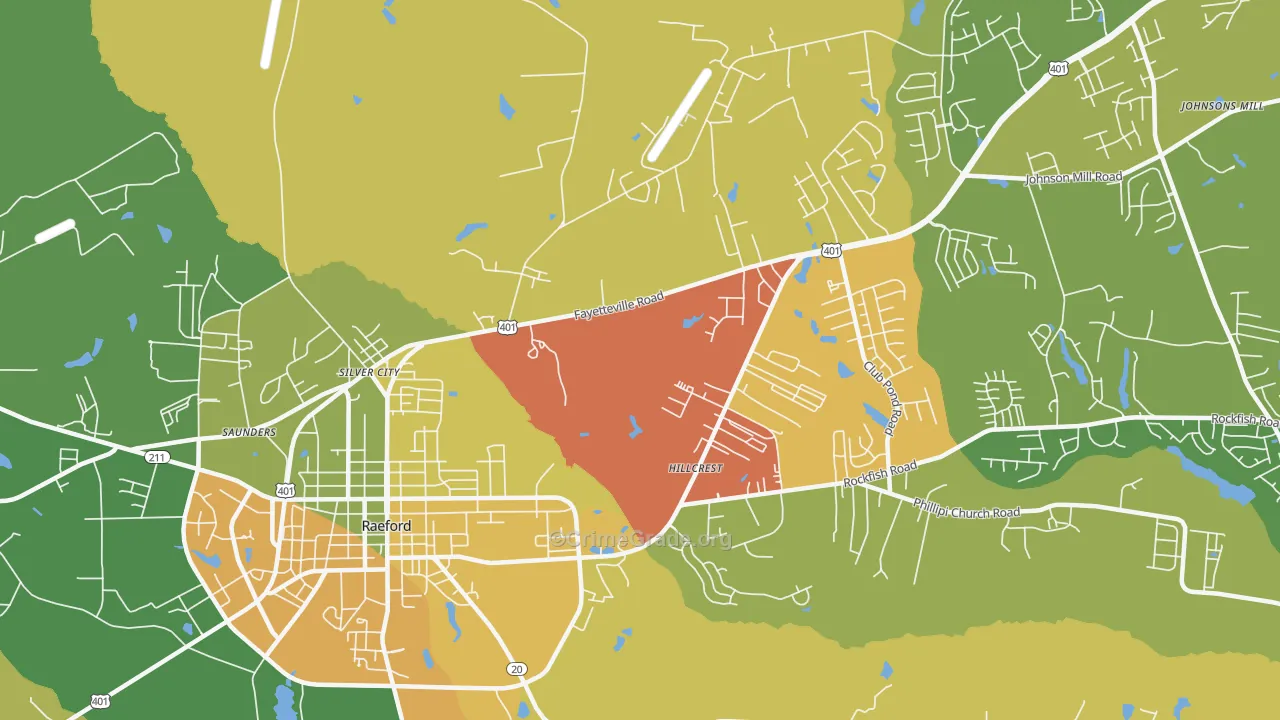 Silver City, NC Map of Theft Rates