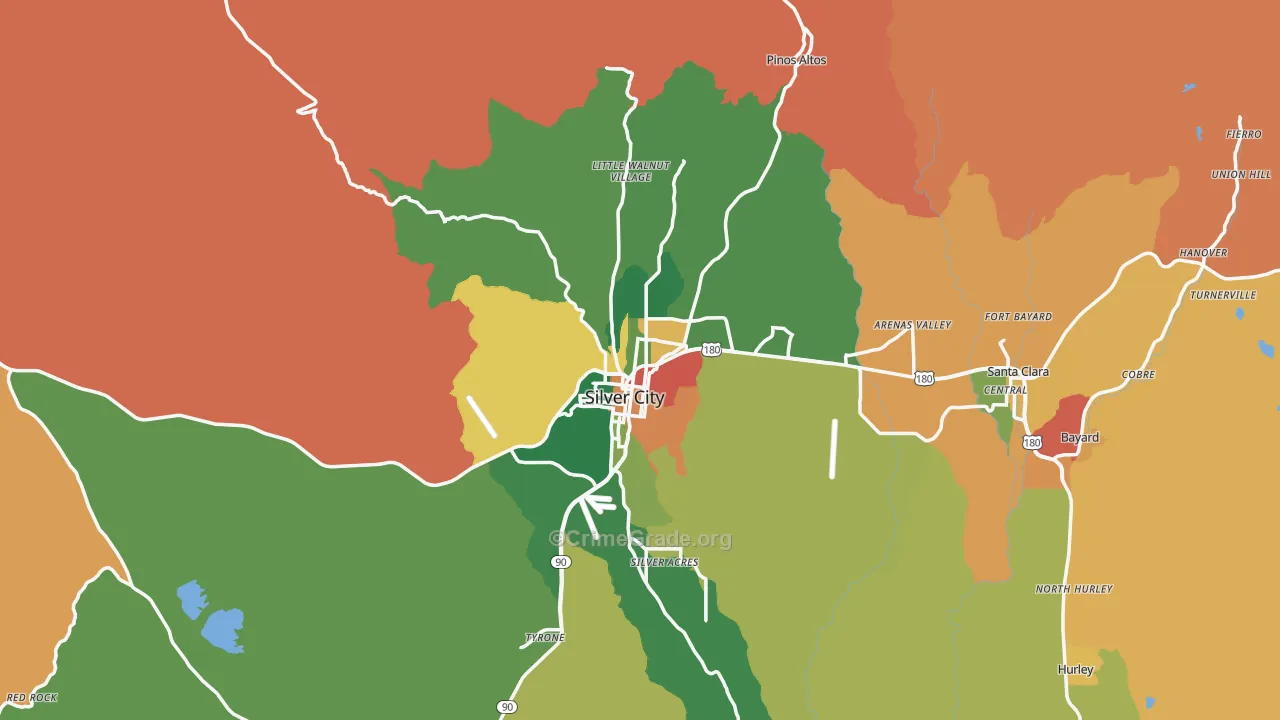 Silver City, NM Map of Theft Rates