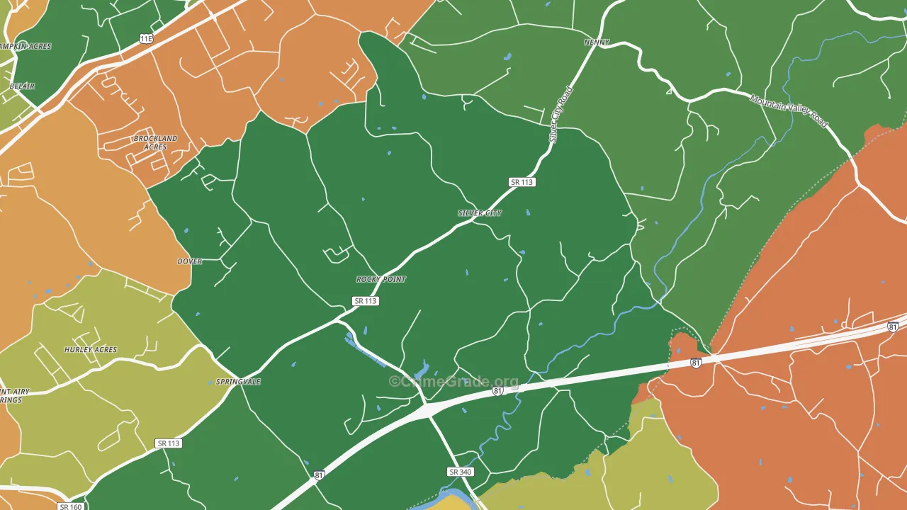 Silver City, TN Map of Theft Rates
