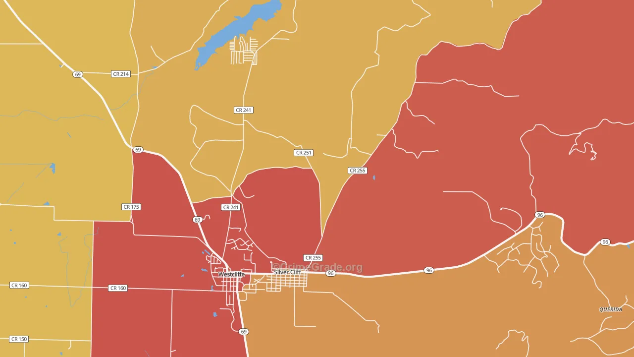 Silver Cliff, CO Map of Theft Rates