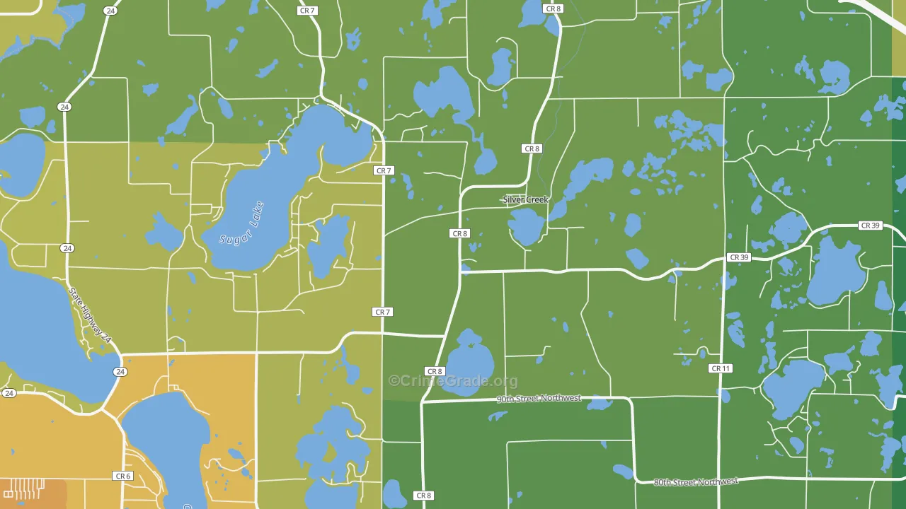 Silver Creek, MN Map of Theft Rates