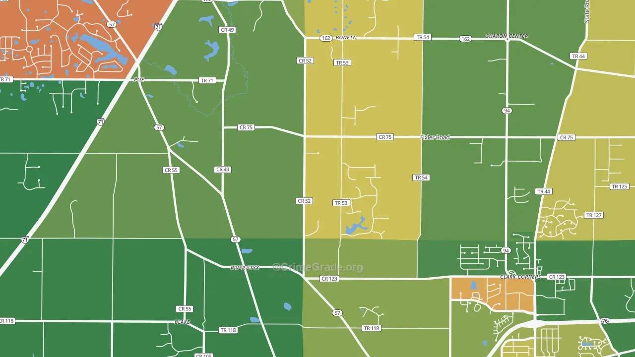 Silver Creek, OH Map of Theft Rates