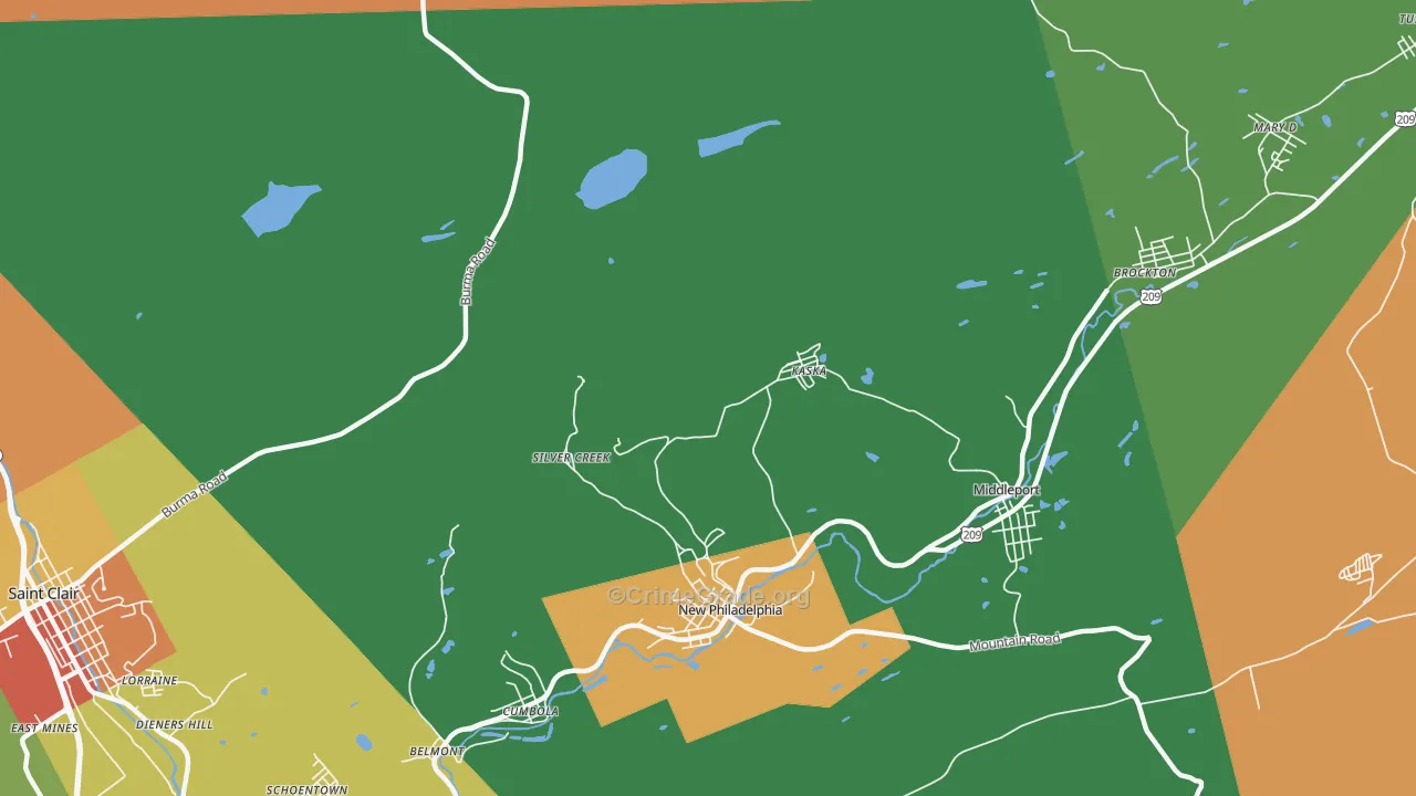 Silver Creek, PA Map of Theft Rates