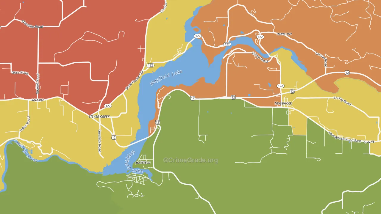 Silver Creek, WA Map of Theft Rates