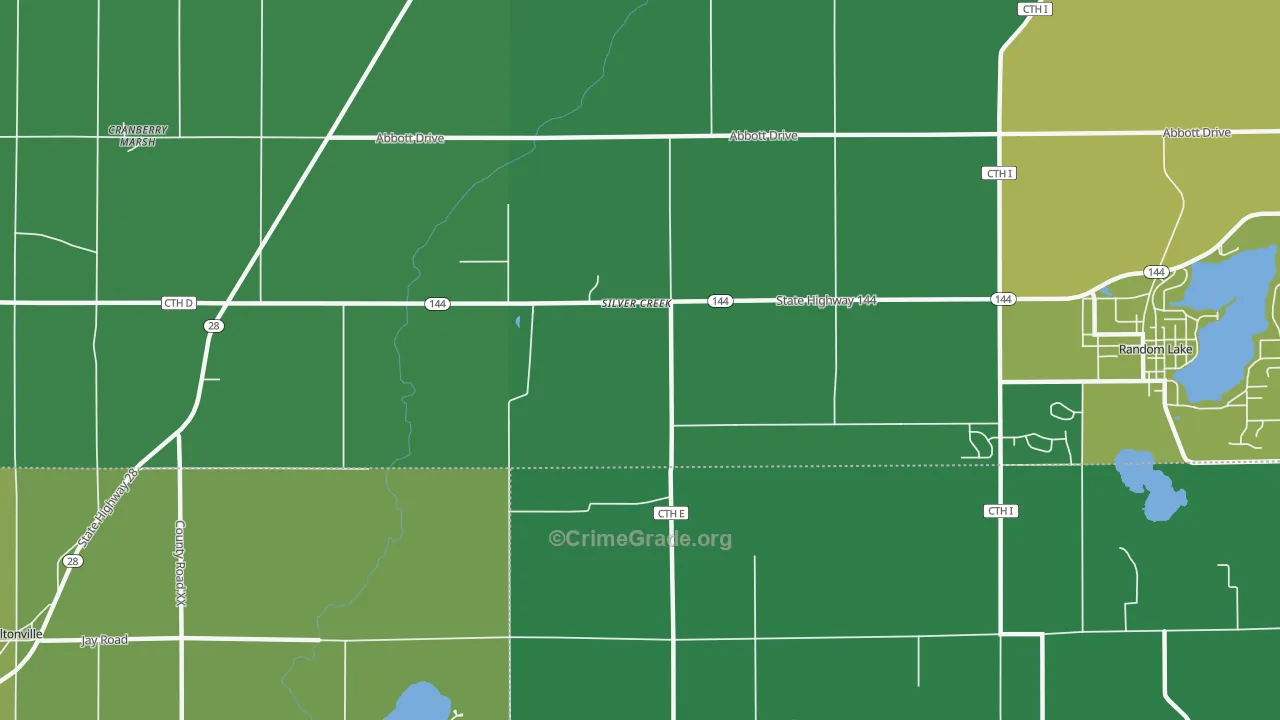 Silver Creek, WI Map of Theft Rates