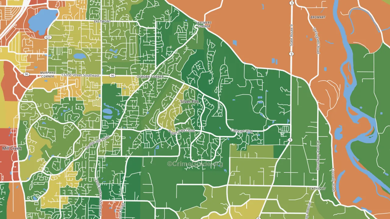 Silver Firs, WA Map of Theft Rates