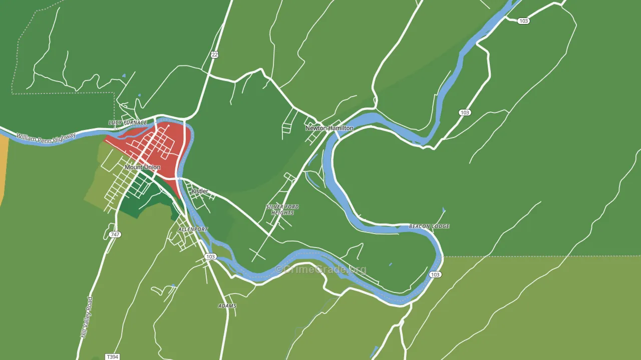 Silver Ford Heights, PA Map of Theft Rates