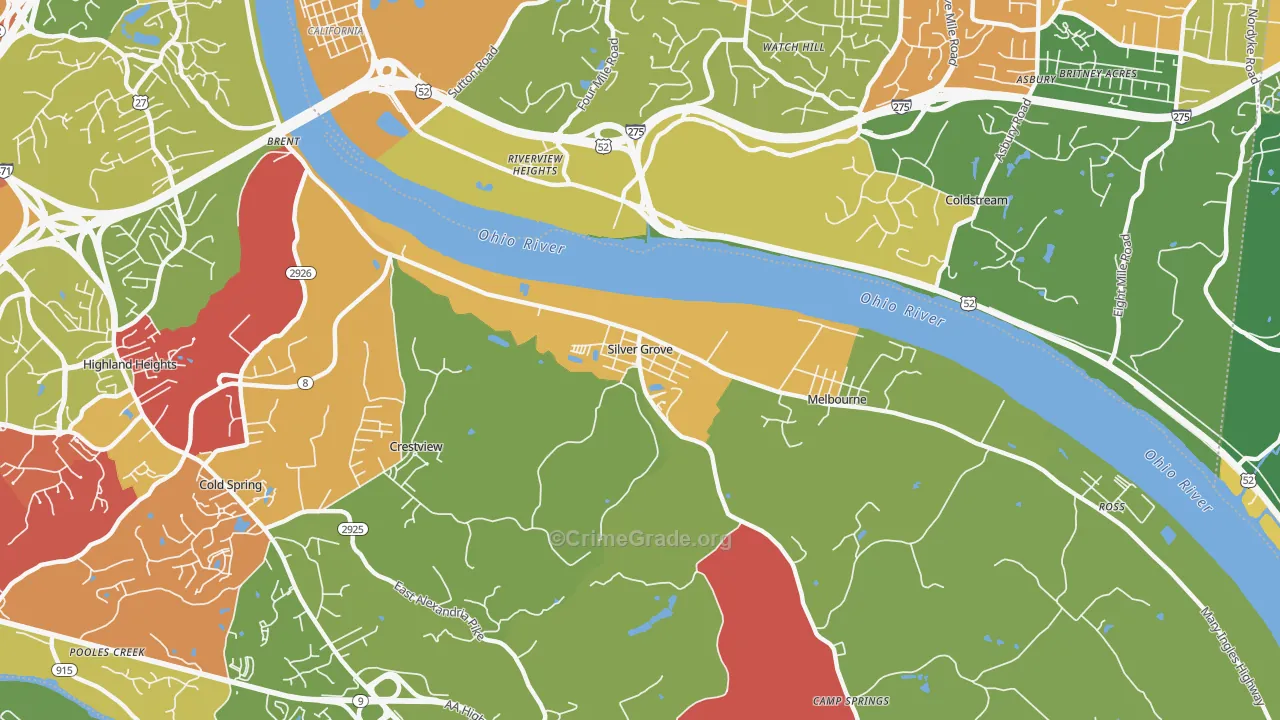 Silver Grove, KY Map of Theft Rates