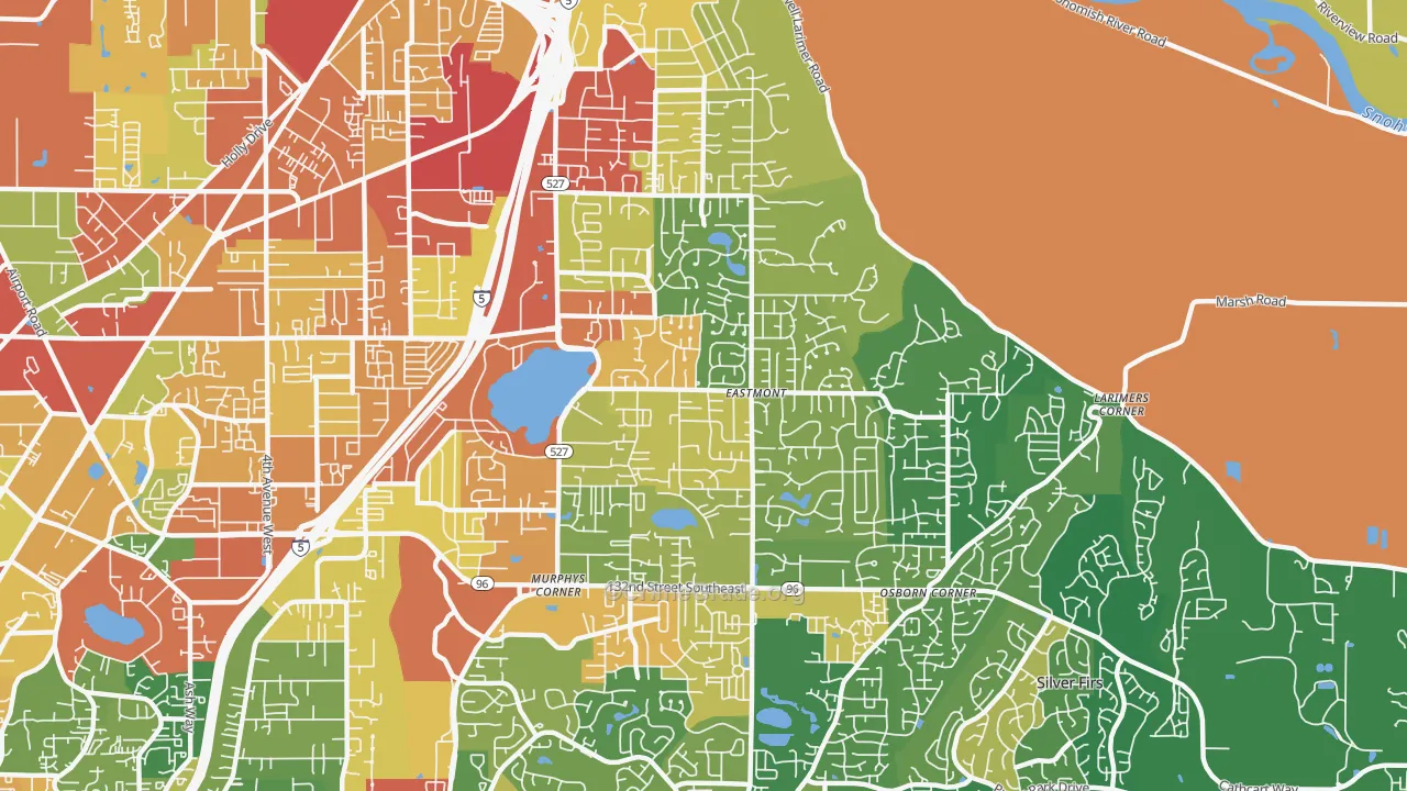Silver Lake, Eastmont, WA Map of Theft Rates