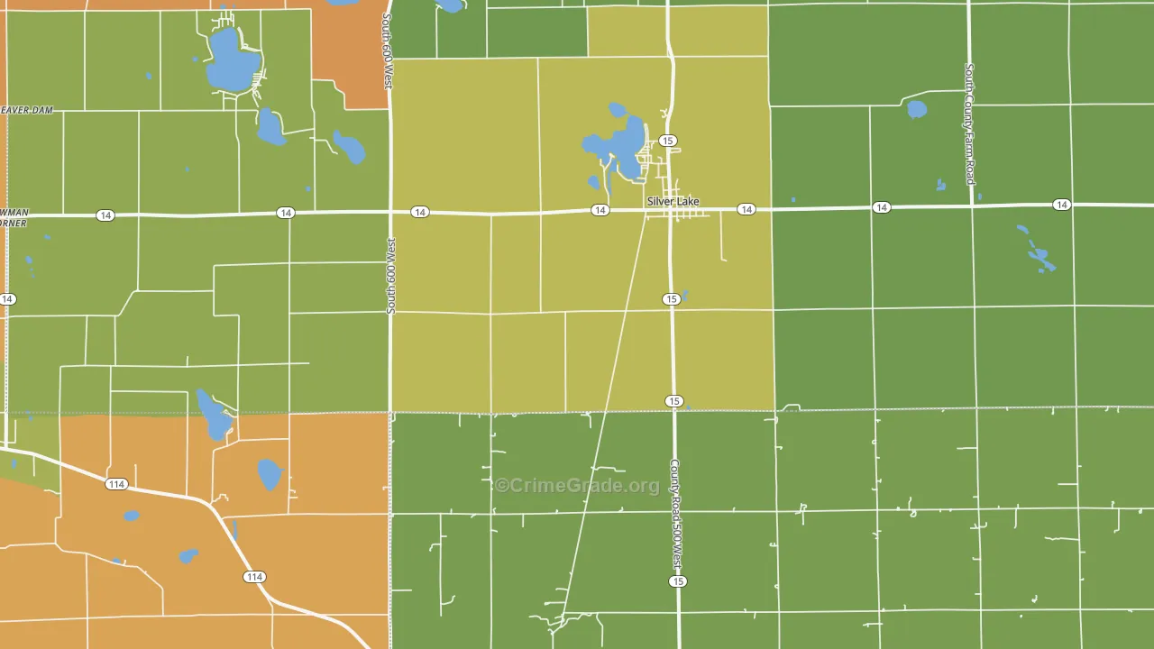 Silver Lake, IN Map of Theft Rates
