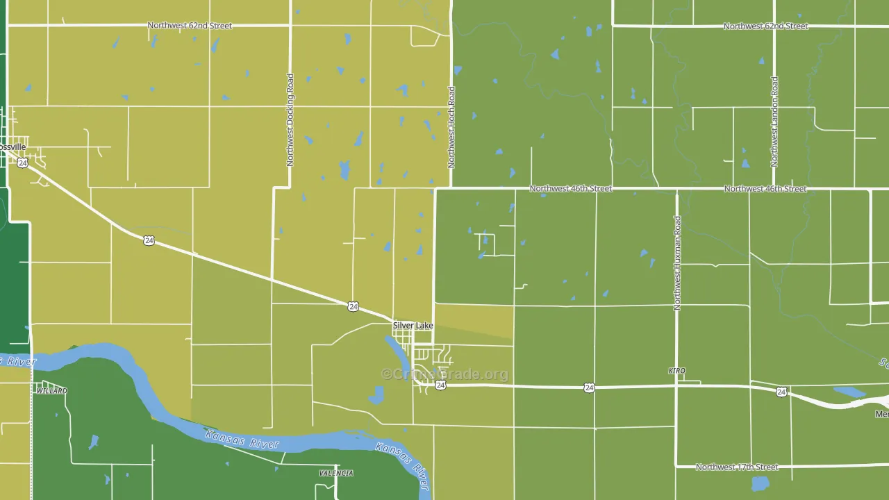 Silver Lake, KS Map of Theft Rates