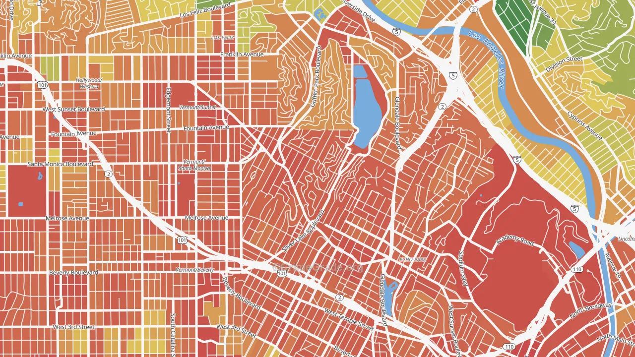 Silver Lake, Los Angeles, CA Map of Theft Rates
