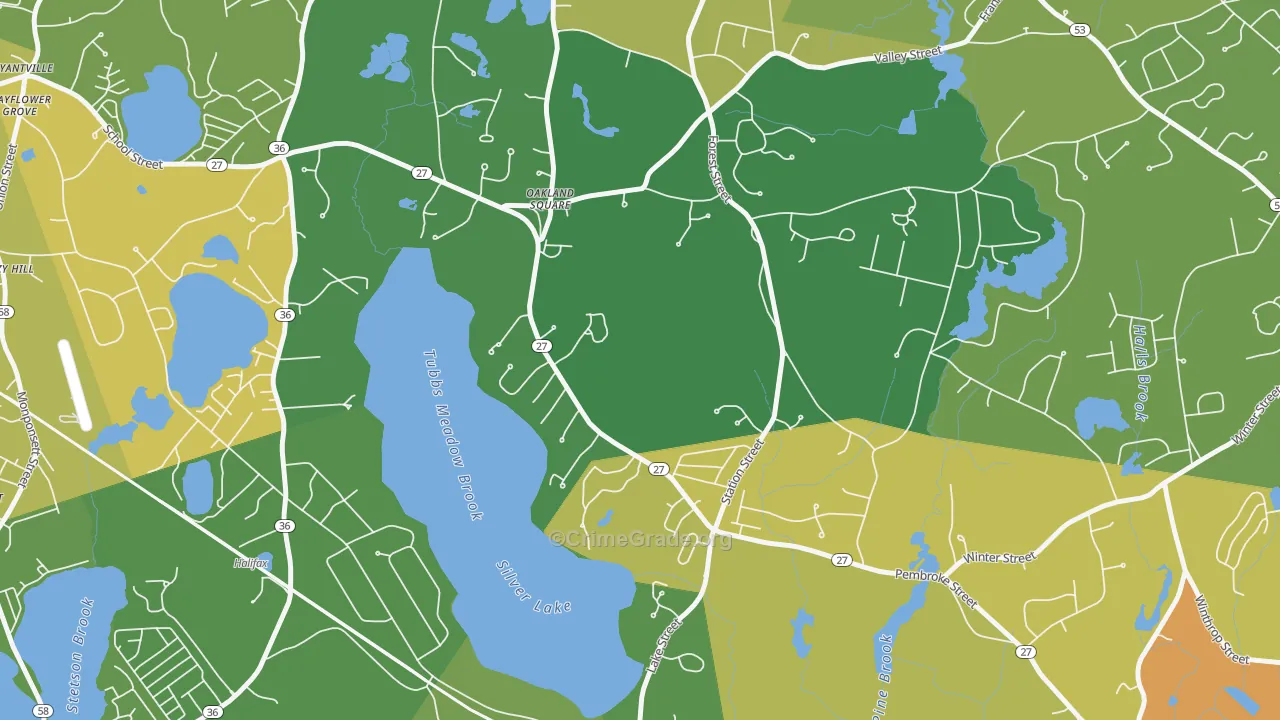 Silver Lake, MA Map of Theft Rates