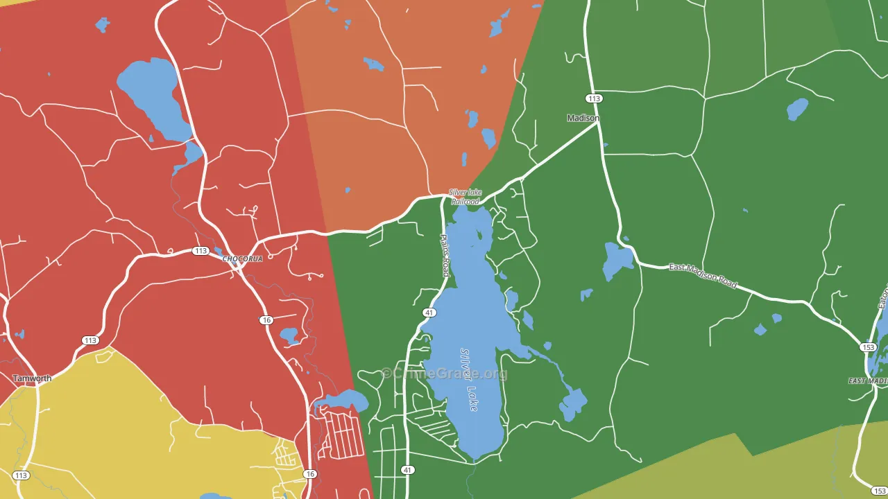 Silver Lake, NH Map of Theft Rates