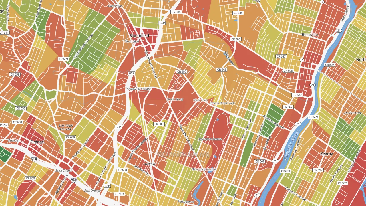 Silver Lake, NJ Map of Theft Rates
