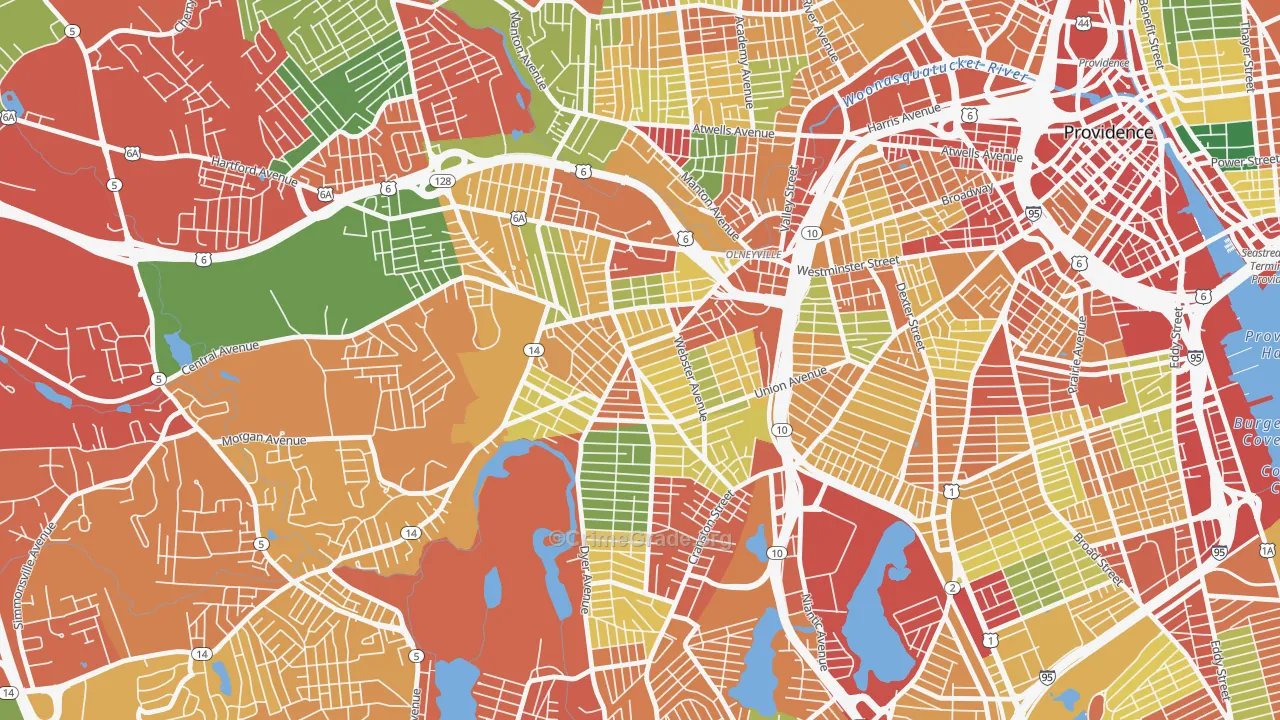 Silver Lake, Providence, RI Map of Theft Rates