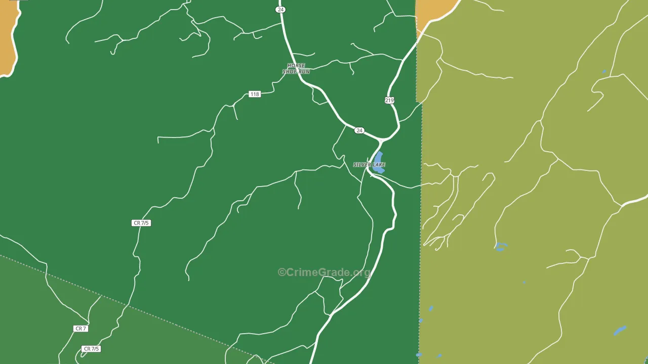 Silver Lake, WV Map of Theft Rates