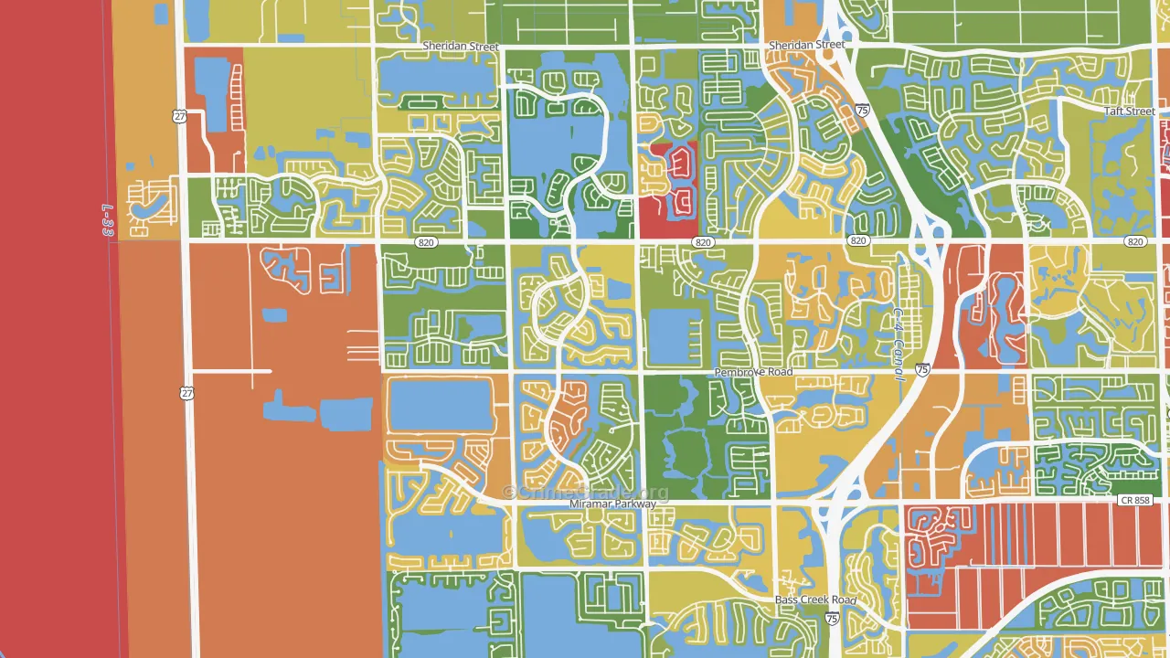 Silver Lakes, Pembroke Pines, FL Map of Theft Rates