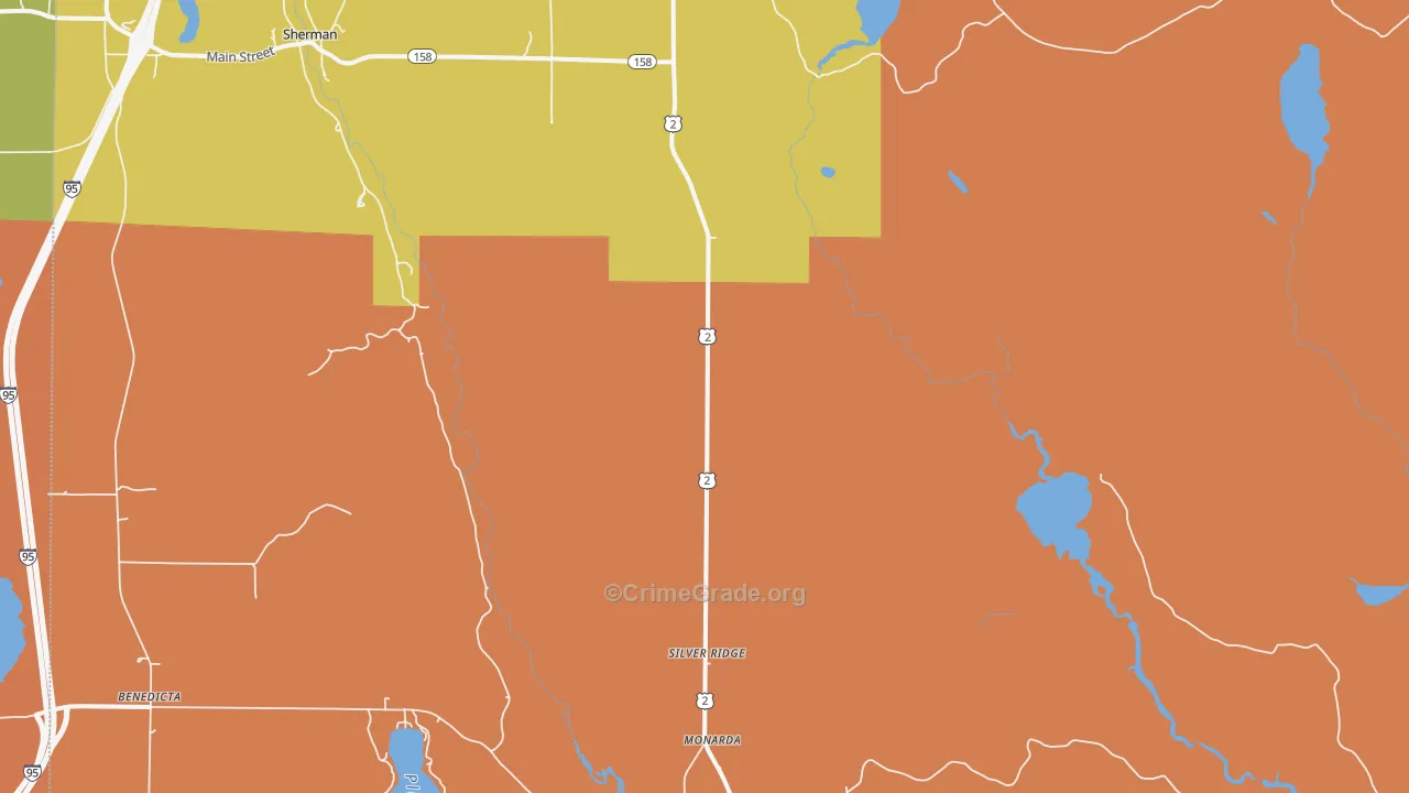 Silver Ridge, ME Map of Theft Rates