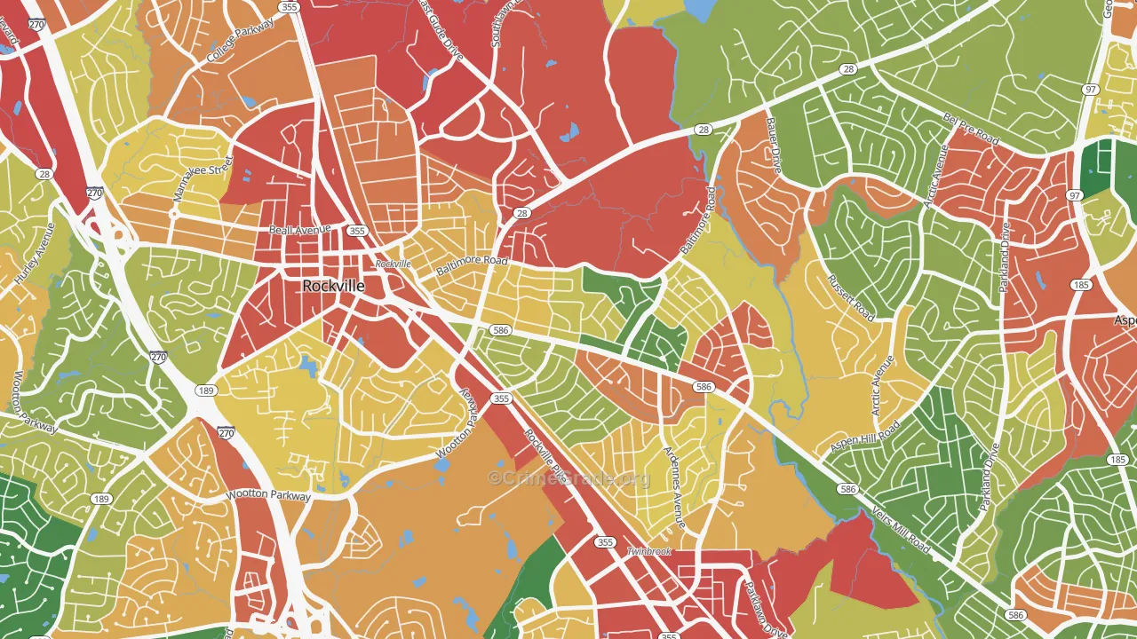 Silver Rock, Rockville, MD Map of Theft Rates