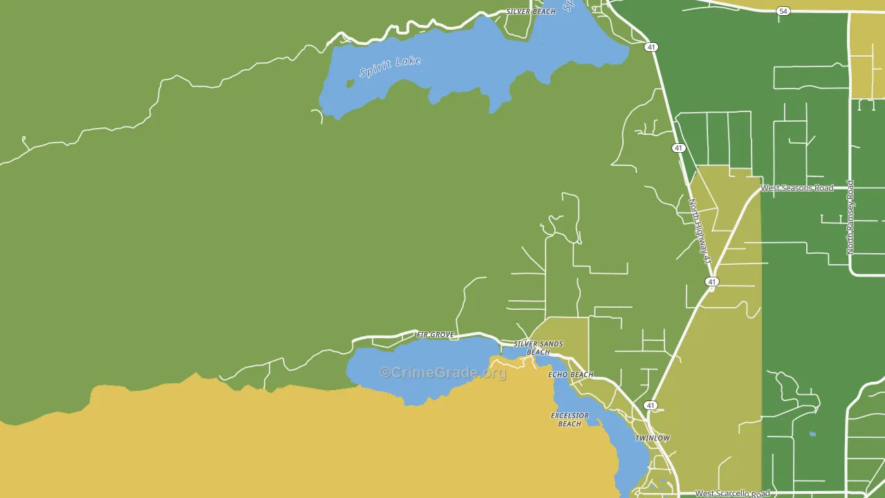 Silver Sands Beach, ID Map of Theft Rates