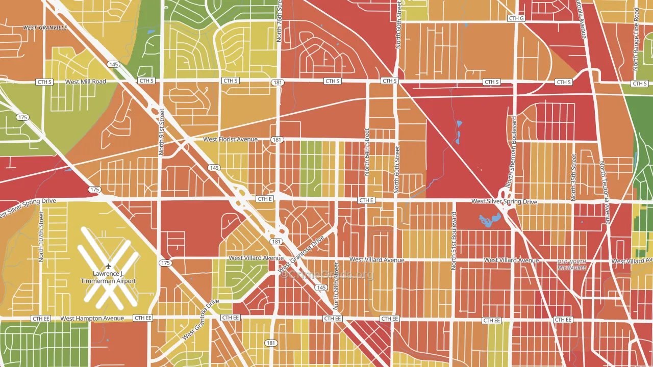 Silver Spring, Milwaukee, WI Map of Theft Rates