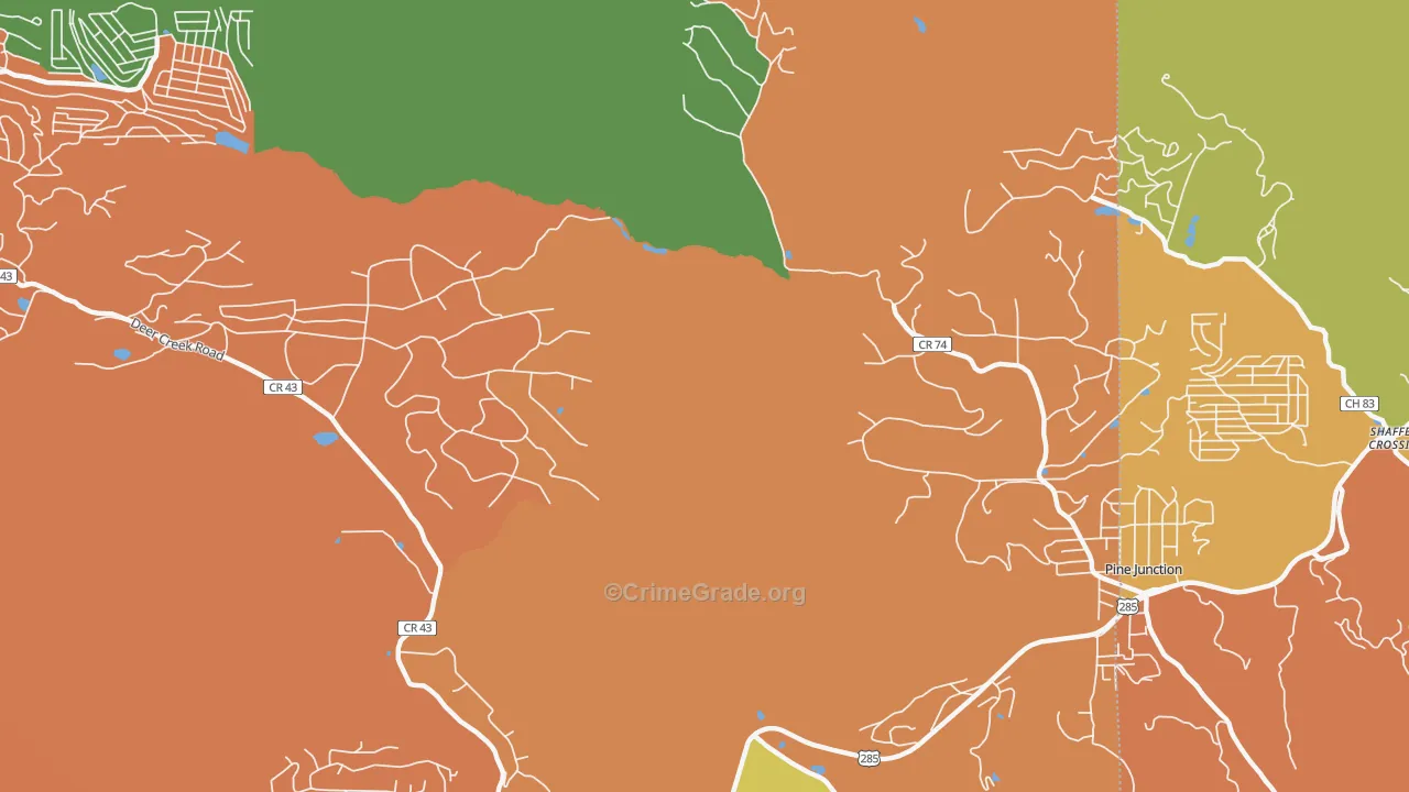 Silver Springs, CO Map of Theft Rates