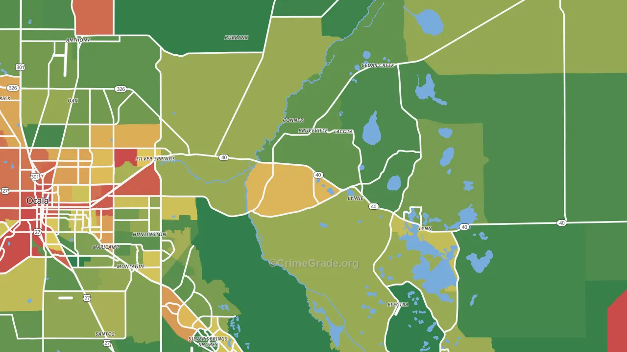 Silver Springs, FL Map of Theft Rates