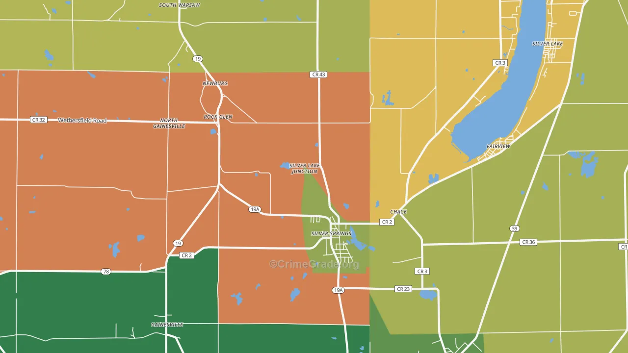 Silver Springs, NY Map of Theft Rates