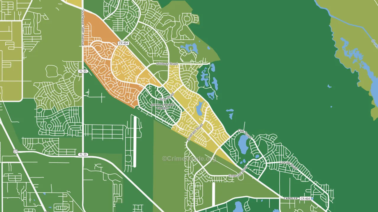 Silver Springs Shores, FL Map of Theft Rates