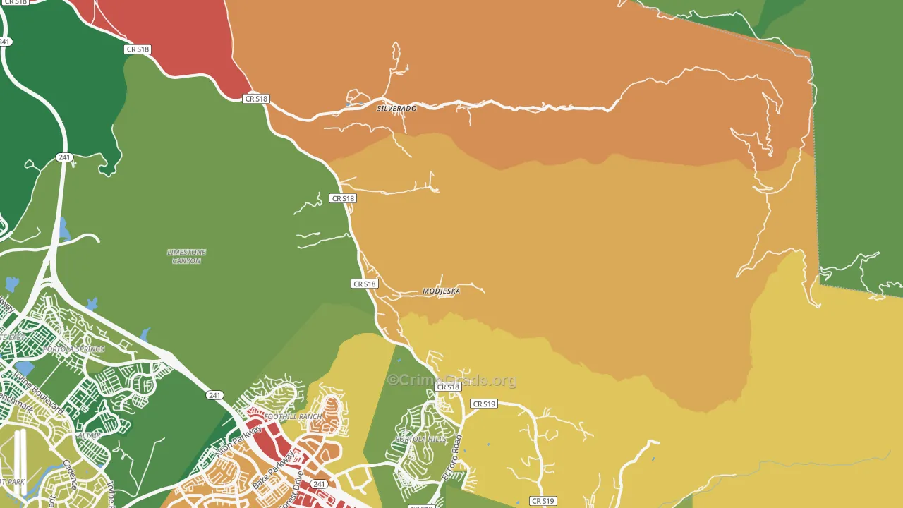 Silverado, CA Map of Theft Rates