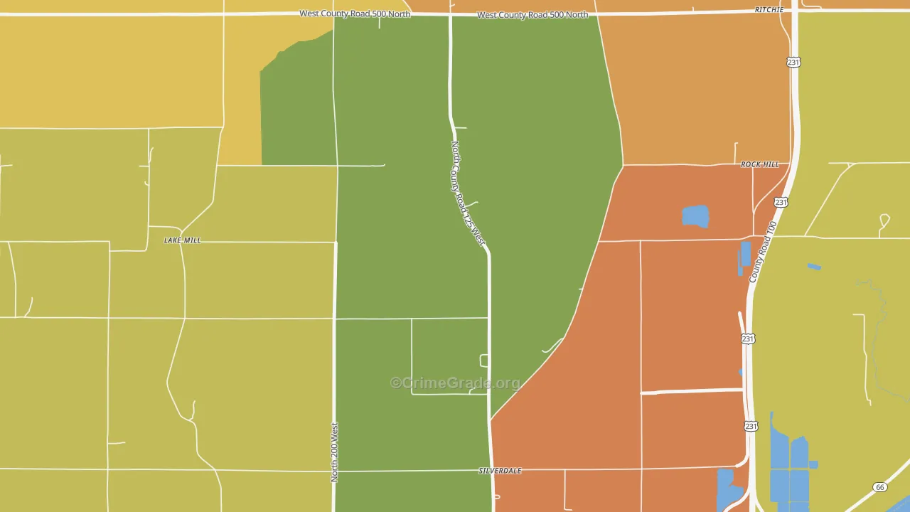 Silverdale, IN Map of Theft Rates