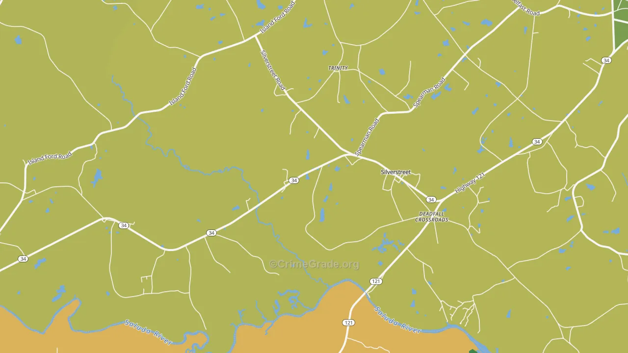 Silverstreet, SC Map of Theft Rates
