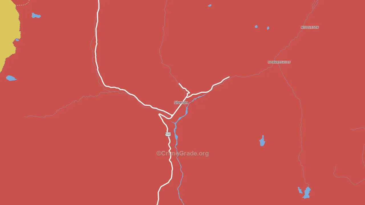 Silverton, CO Map of Theft Rates