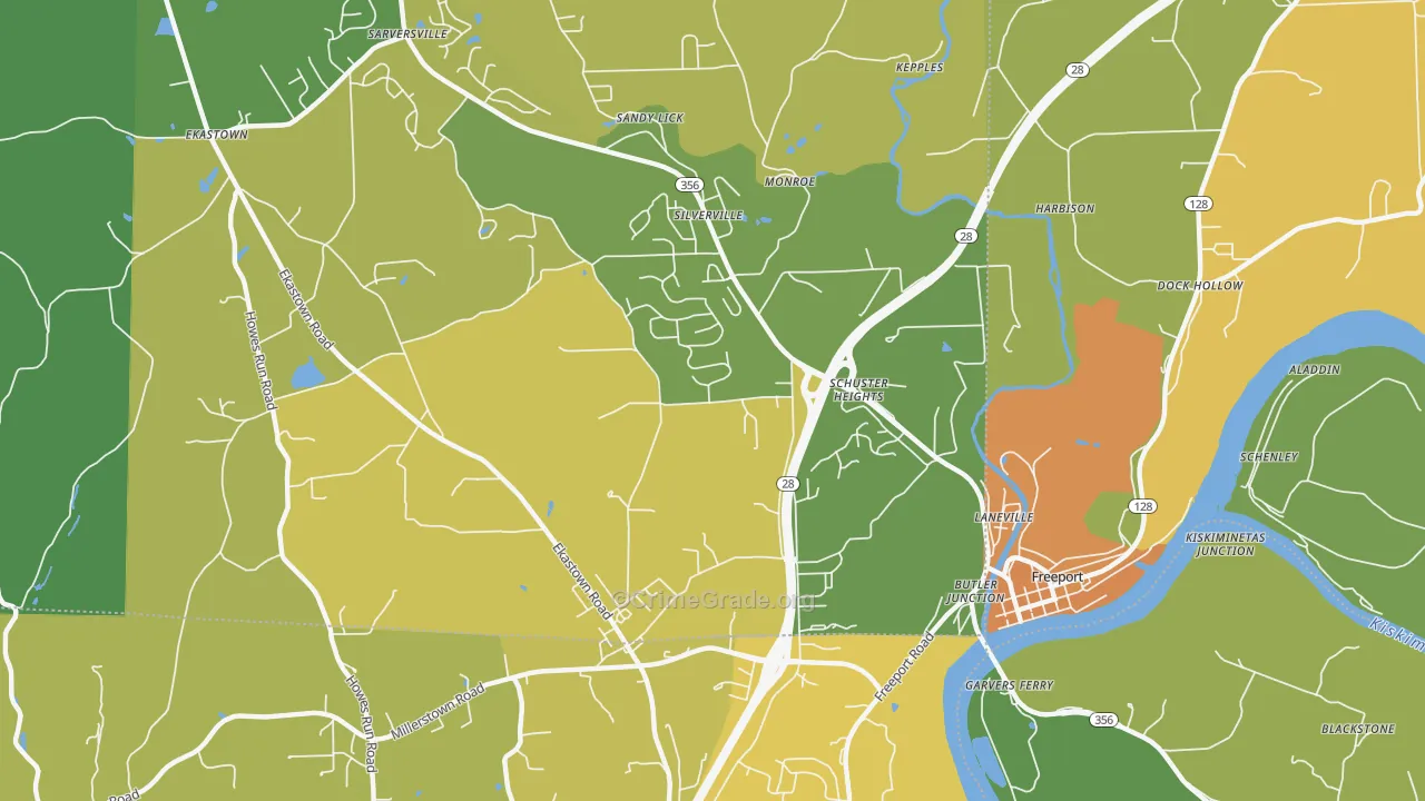 Silverville, PA Map of Theft Rates