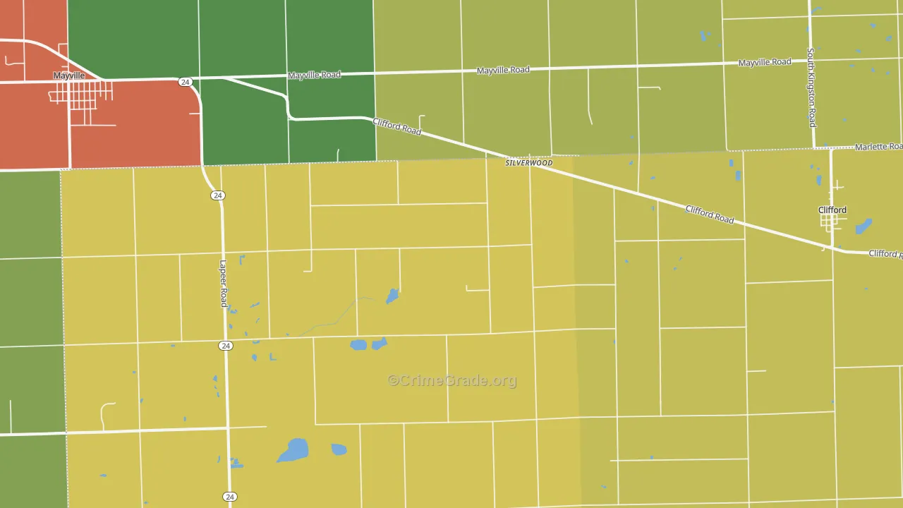 Silverwood, MI Map of Theft Rates