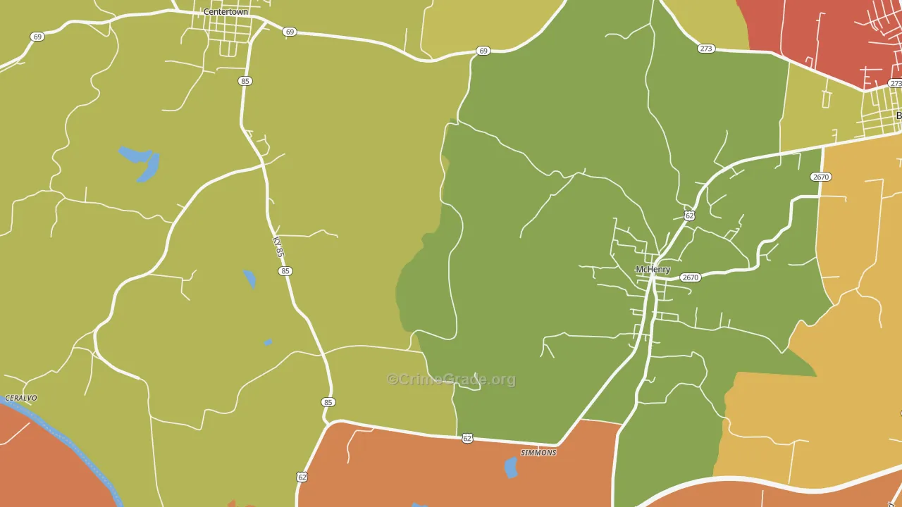 Simmons, KY Map of Theft Rates