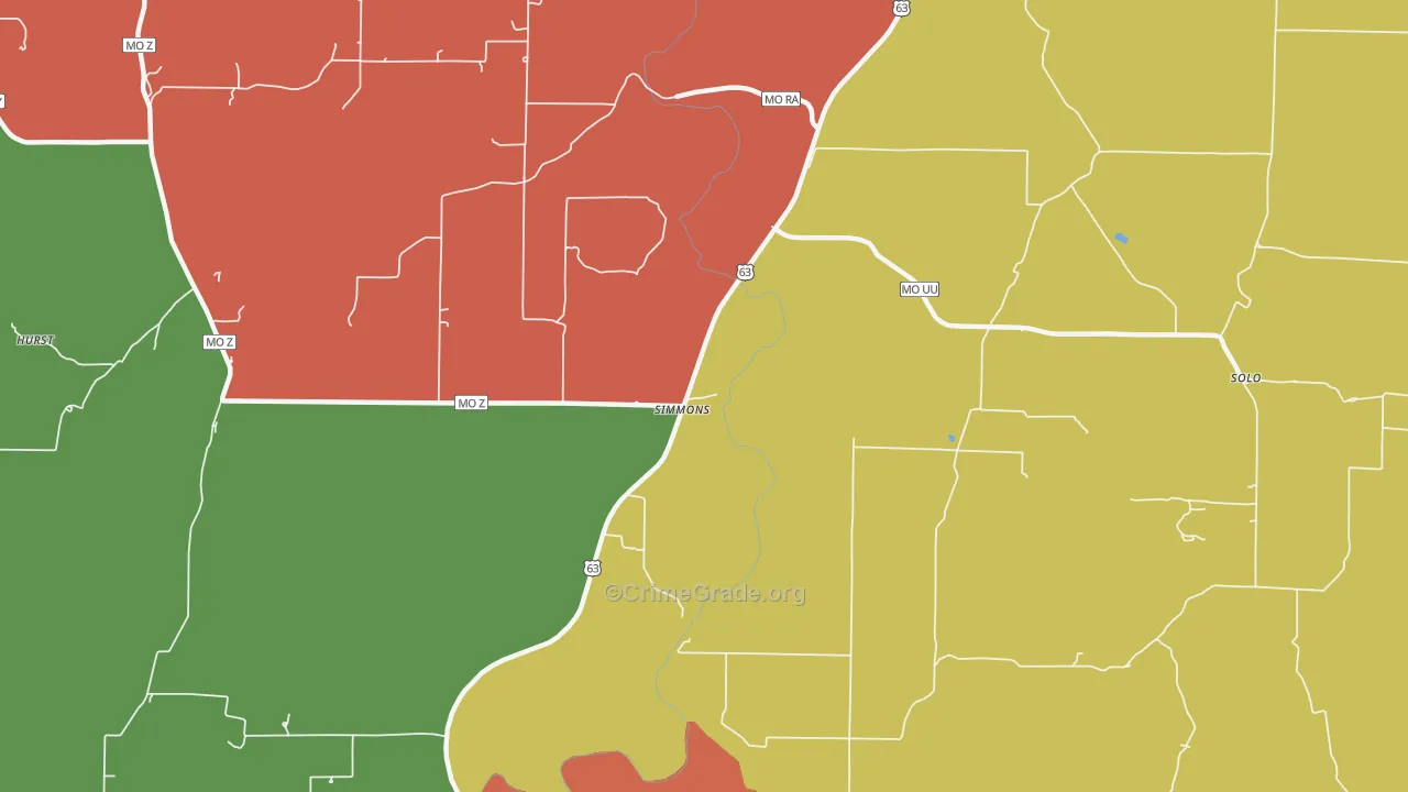 Simmons, MO Map of Theft Rates