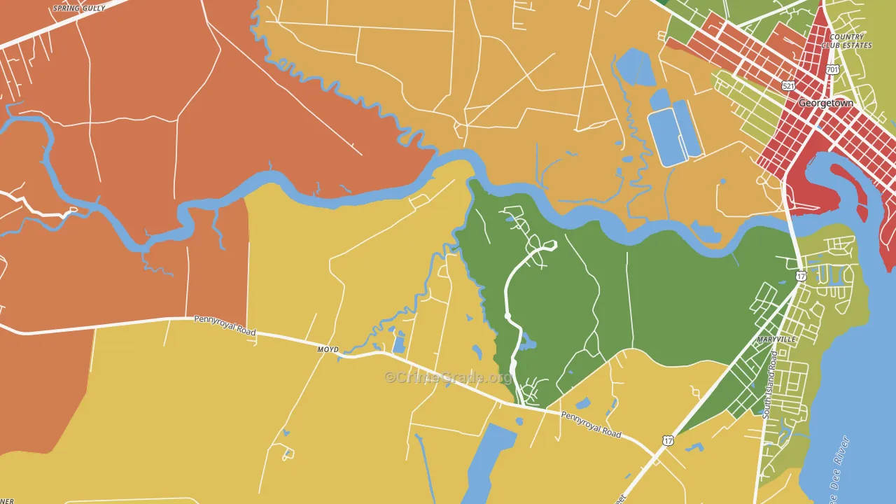 Simmonsville, SC Map of Theft Rates